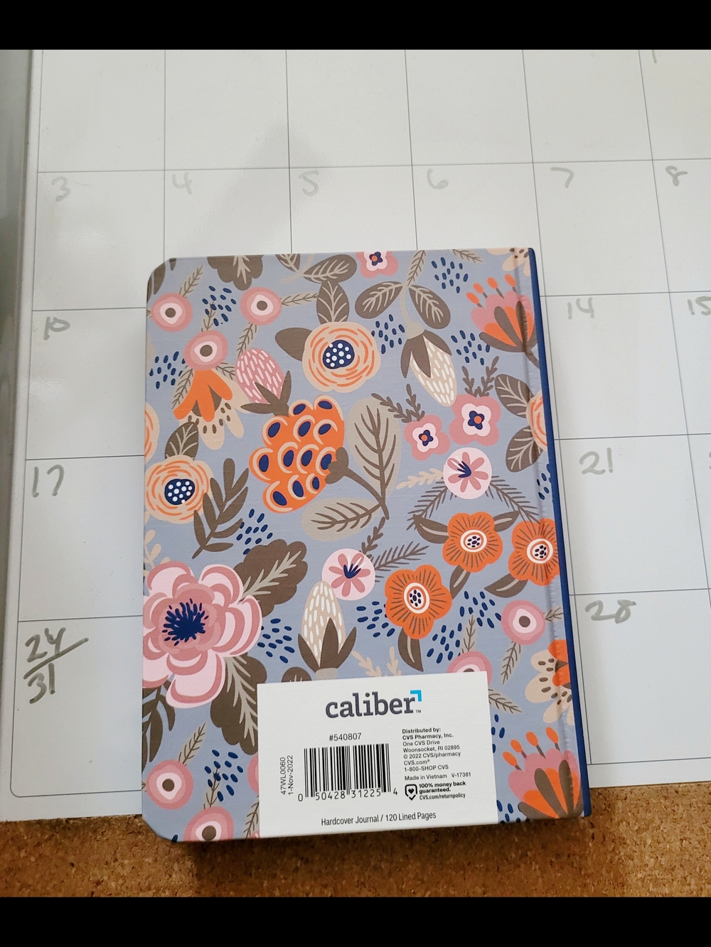 Caliber Floral Hardcover Journal - Lavender & Orange